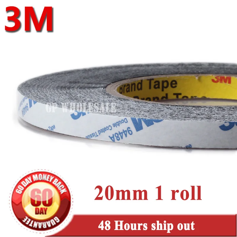 3M Black, 20mm*50M 3M 9448 Black Two Sided Tape for Touch Glass General