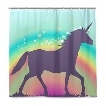 

Dropshipping Waterproof Shower Curtain For Bathroom Cartoon Unicorn Print Bathtub Curtains Polyester Curtain 180*180cm