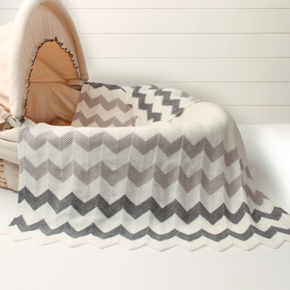 

New Striped Plaid 102*76cm Children's Knitted Blanket Newborn Soft Warm Infant Woolen Blankets For Boys Girls Kids Crib Bed Gift