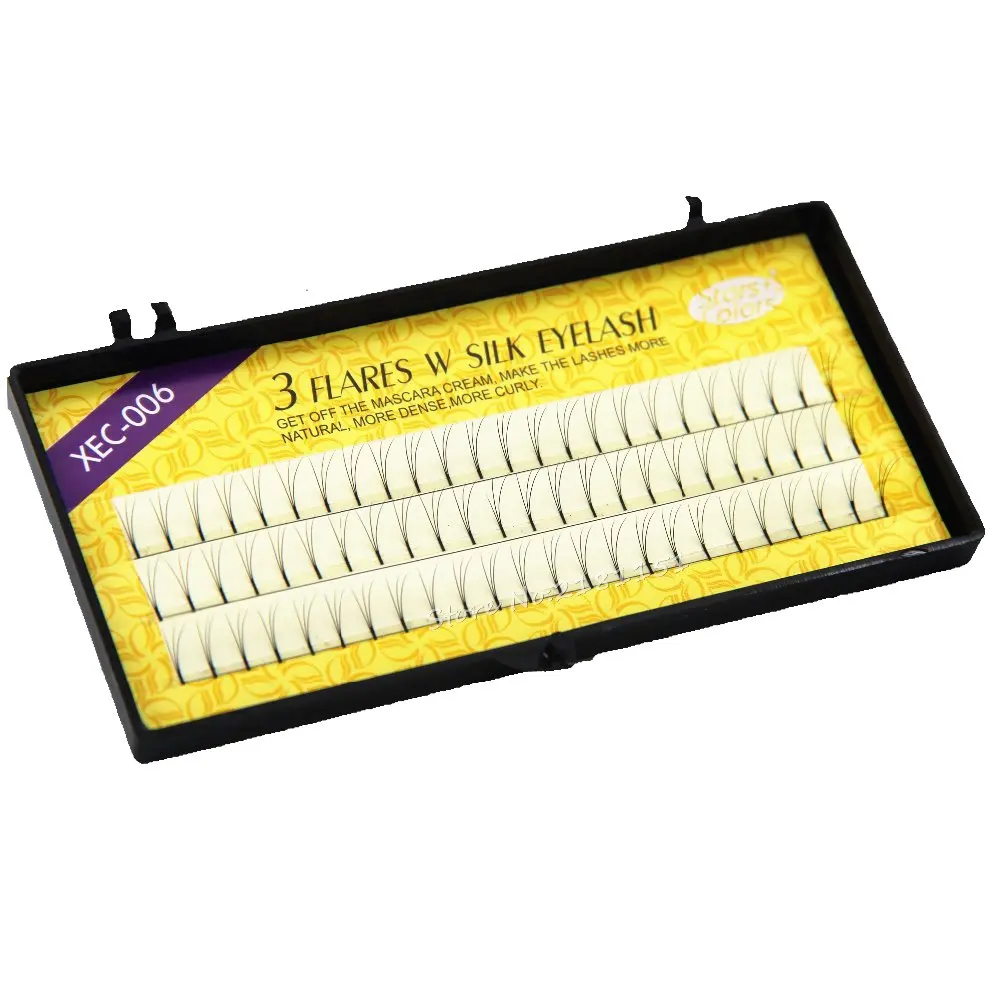 

Star Colors 0.12mm Thickness C Curl 3D False Eyelash Individual Crisscross Soft Silk Eyelashes W Type 8/10/12mm Options