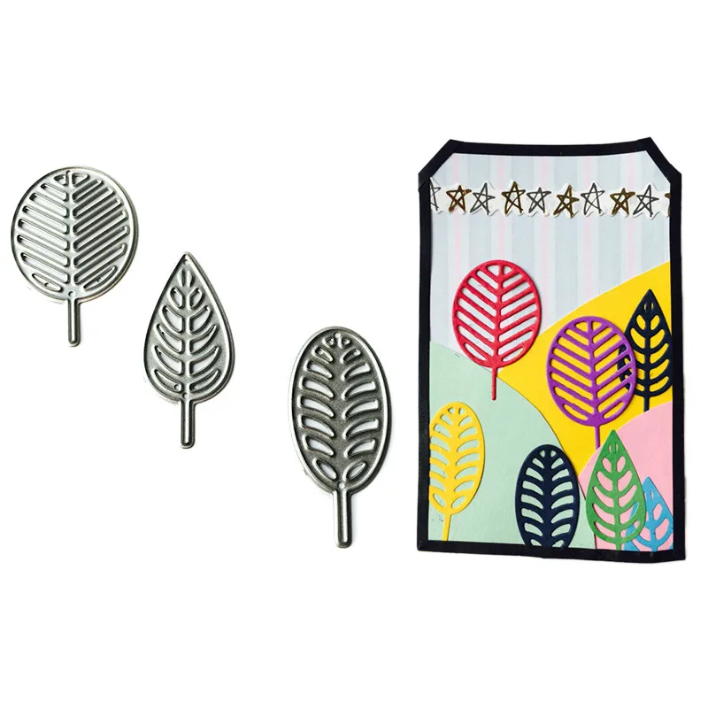 

3pcs Pretty Leaves Metal Cutting Dies for Scrapbooking DIY Photo Album Embossing Folder Paper Template Card Decorative Supplies
