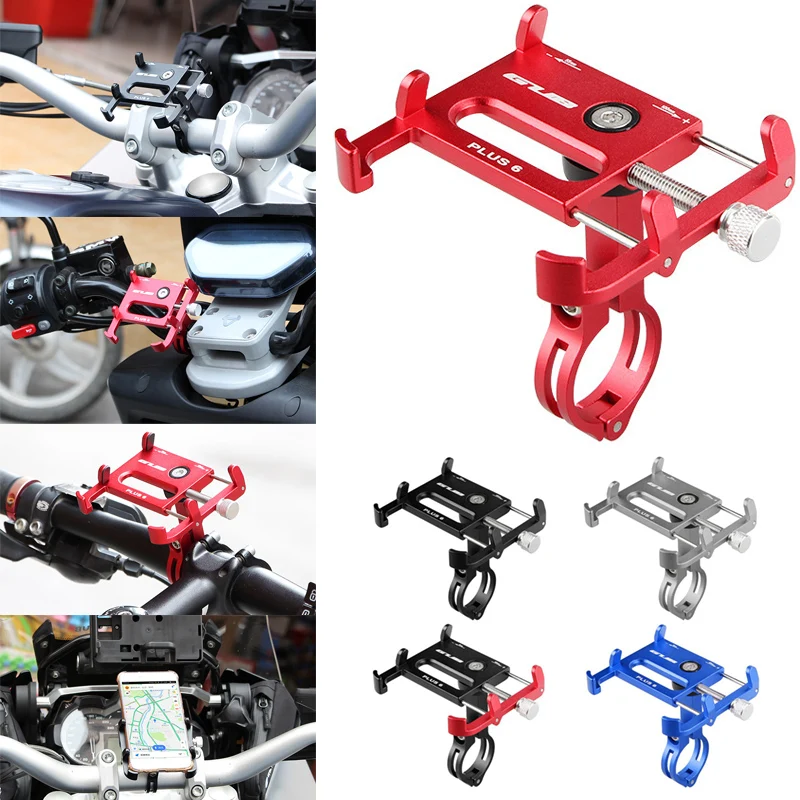 

Universal Aluminum Bicycle Phone Holder MTB Mountain Road Bike Motorcycle Handlebar Clip Stand for 3.5" to 6.2" Smartphones GPS