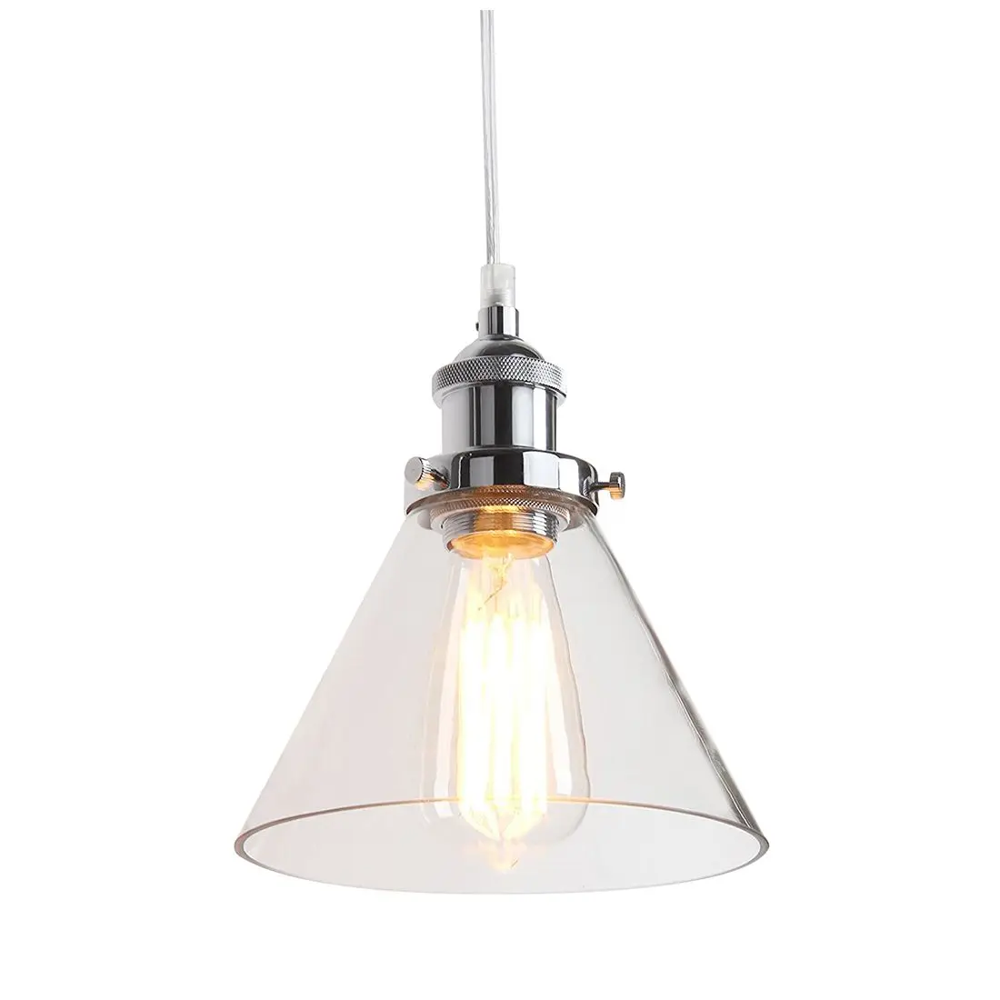 Промышленная винтажная головка Эдисона из нержавеющей стали, 1 светильник, железный корпус, стеклянный абажур, лофт, кофе-бар, кухонная Подвесная лампа