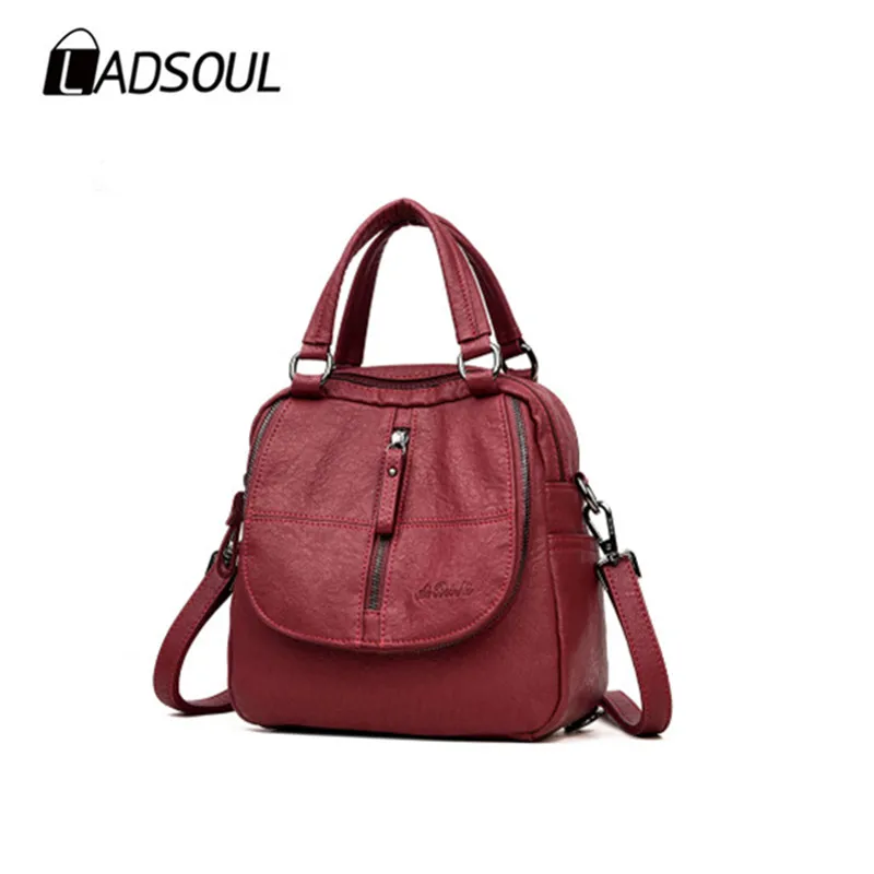 

LADSOUL Classical PU leather Women Backpack Vintage Casual Lady Versatile School Travel Outdoor Backpack Large Capacity CD5538/h