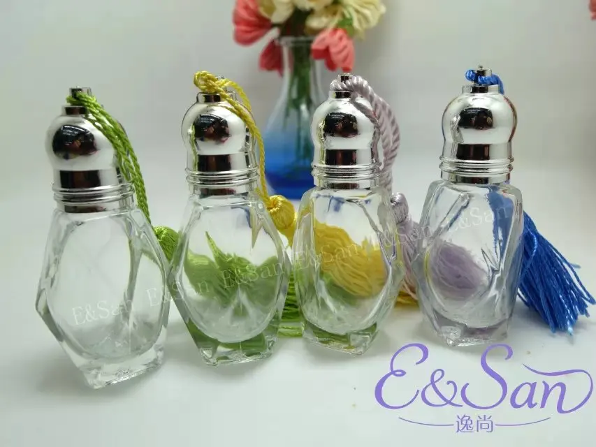 

Wholesale FZ619-8ML Long Diamond Transparent Tassel Cap Roll On Perfume Glass Bottle 100PCS/LOT