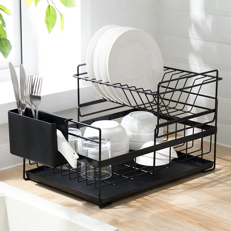

Creative household kitchen double dish tray leachate stand sink sink chopsticks spoon storage storage shelf
