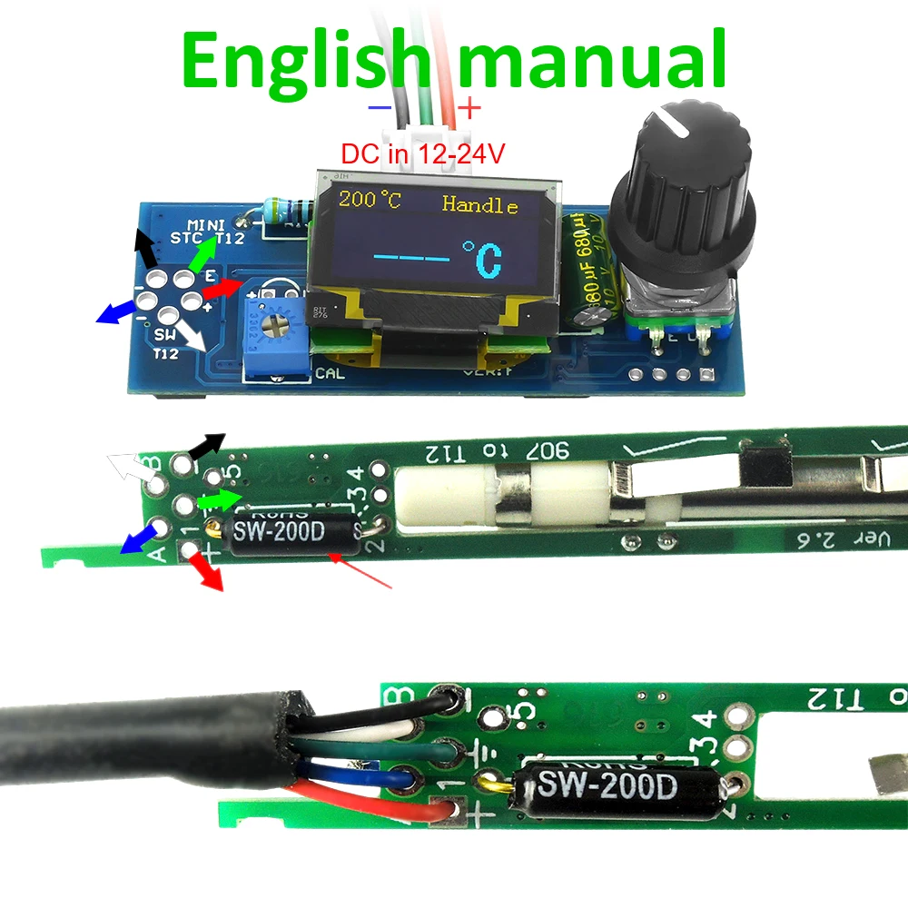 Электрический блок Цифровой паяльник станция регулятор температуры DIY наборы для HAKKO T12 ручка OLED переключатель вибрации T12-952