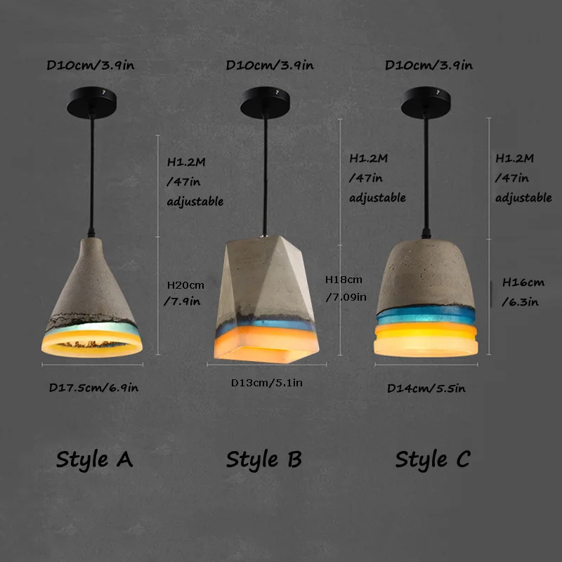 Contemporary Concrete Pendant Light Hanging Vintage Creative Cement Pendant Lamp E27 E26 Socket Drop Lighting For Restaurant Bar (7)