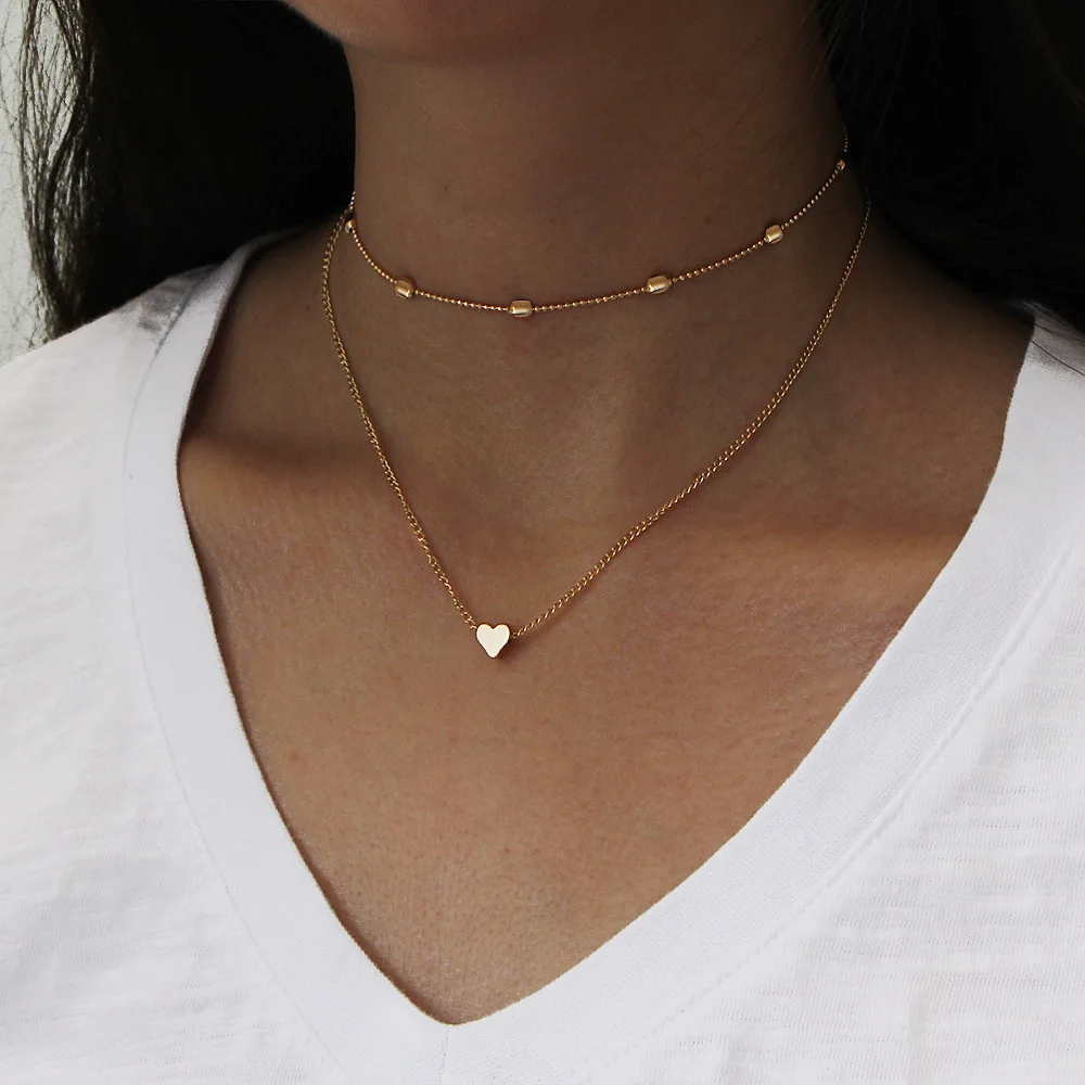 

New Fashion Simple Tide Female Street Shooting Decoration Love Multi-layer Clavicle Necklace Elegant Necklace