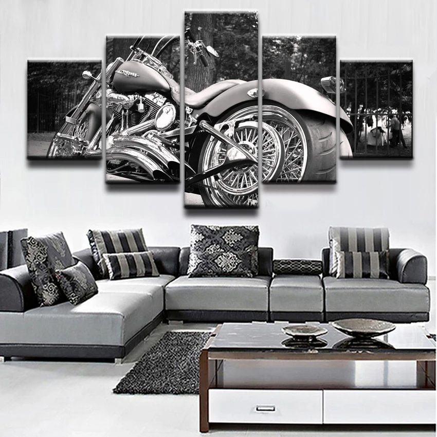 

5 Pieces Personality Motorcycle Poster Painting Modern Print Home Decor Wall Art Framework Modular Picture Canvas Print Artwork