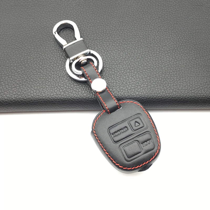 2 кнопки кожаный чехол для дистанционного ключа автомобиля TOYOTA CAMRY RAV4 PRADO COROLLA AVENSIS