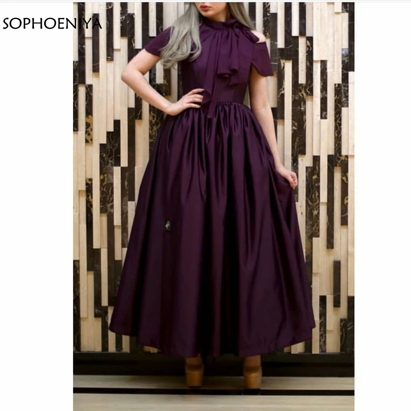 

New Arrival High Neck Purple Evening dress short 2019 Vestidos de fiesta de noche Evening gown formal dress abiti da cerimonia