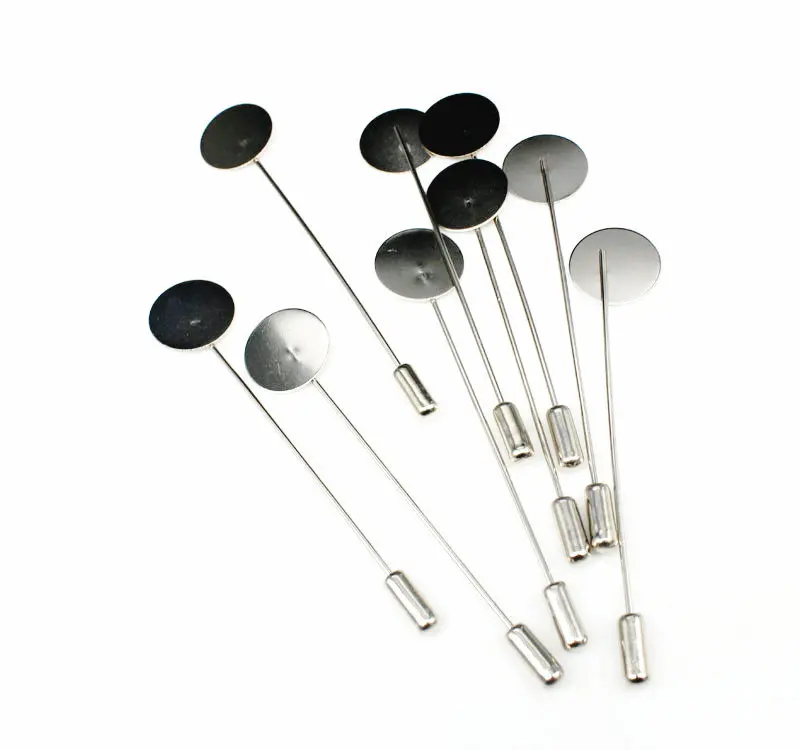 20 Pieces 2 3/4" Stick PIns with 15mm Glue Pad and Clutches for