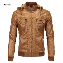 Зимние мужские кожаные куртки со стоячим воротником, флисовые куртки на молнии из искусственной кожи, мотоциклетные мужские ветровки, модные куртки