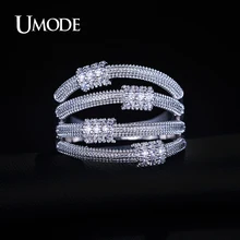 UMODE Series Artistic 4 Metal Lassos Luxury Rings For Ladies Rhodium plated Fashion Jewelry For Women Bague AUR0168B