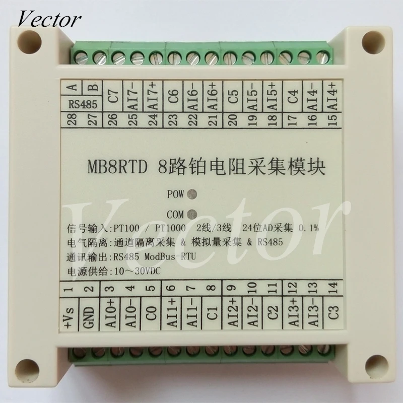 16 kanalen PT1000 Rs485 Modbus Uitgangstemperatuur Acquisitie Module