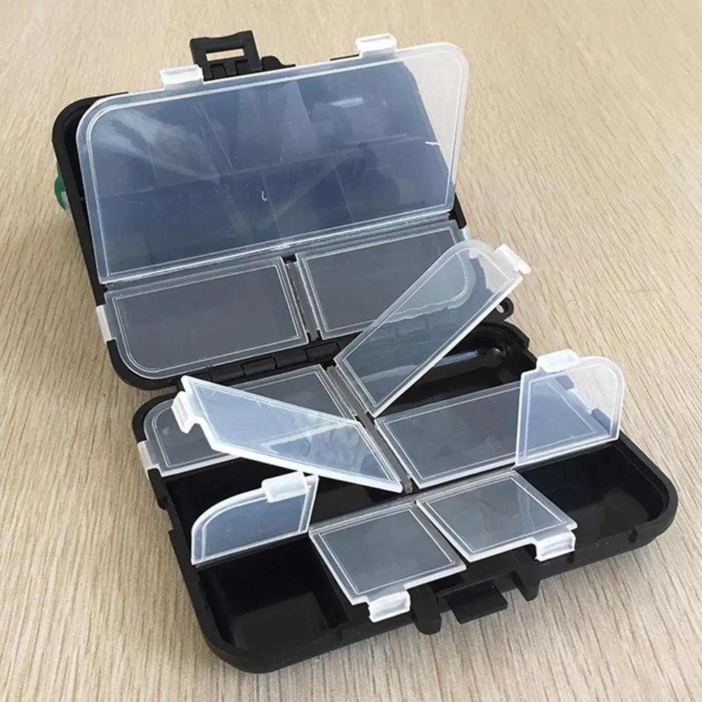 5 шт. 12,2*10,5*3,4 см черный двухсторонний складной высокопрочный пластиковый многофункциональный ящик для хранения рыболовной приманки снасти приманки коробка для наживки