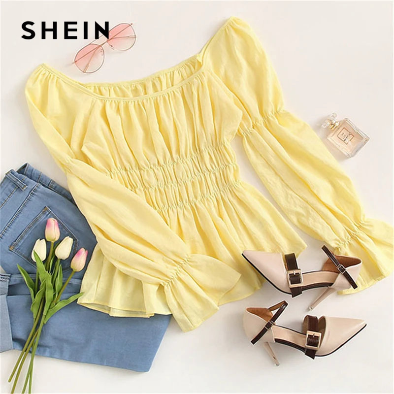 SHEIN Топ С Оригинальным Рукавом И Квадратным Вырезом, Повседневная Блузка В Стиле Бохо, Сексуальные Женские Топы