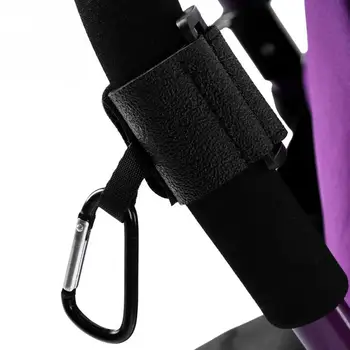 

2Pcs/Set Baby Stroller Hook With Hook And Loop PU Leather Alloy Hanger Pushchair Organizer Multifunction Baby Stroller Accessory
