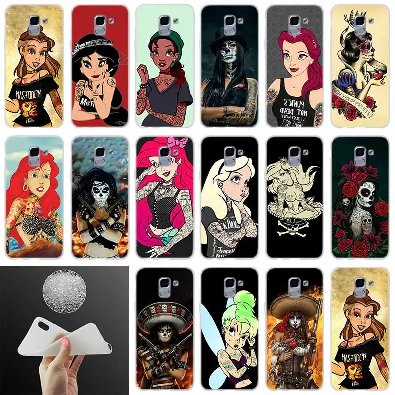

Soft silicone Phone Cover Tattooed princess FOR Samsung Galaxy J6 J4 J8 J7 2018 Plus J3 J5 J7 Prime Pro 2017 2016 case