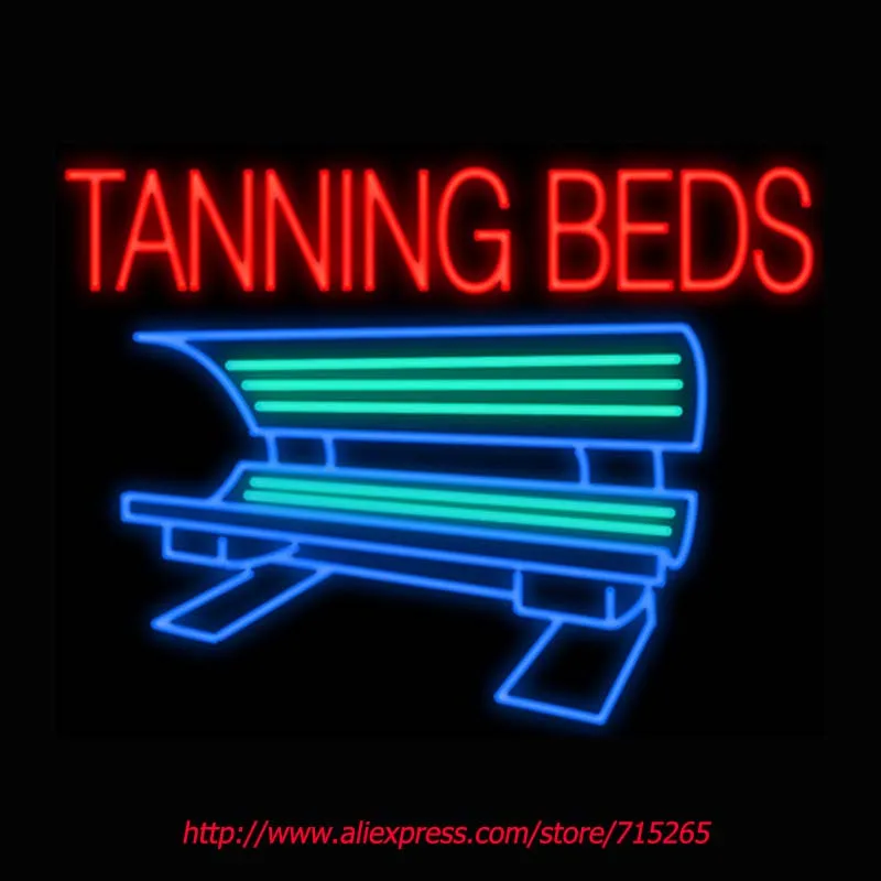 Image Tanning Beds Neon Signs Board Neon Bulbs Light Real GlassTube Handcrafted Beer Bar Pub Led Signs Business Shop Display 31x24