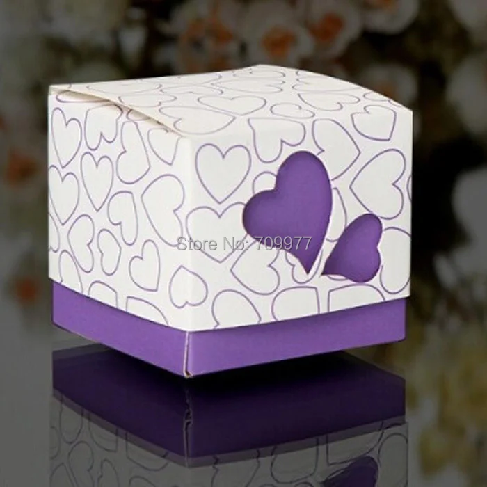 

50 pcs/lot Double heart box White Cardboard Paper Cute Wedding Candy Box Gift Box Sugar Boxes