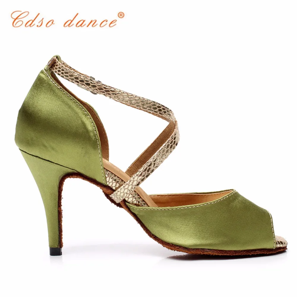 CDSO10161 и розничная туфли для сальсы женские атласные туфли для латинских/зеленых бальных танцев с ремешком на лодыжке