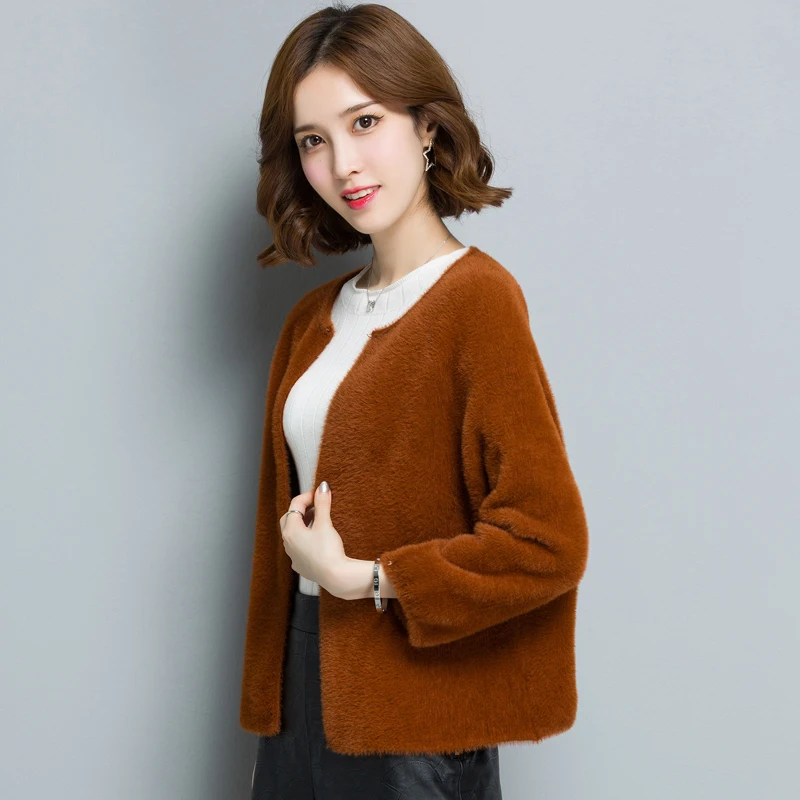 #^Special Price Mink Cashmere Sweaters women Autumn Winter New Solid color Casual O-Neck Cardigans Fashion Knitted Thick Coats Women's clothing
