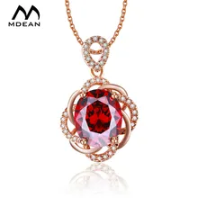 MDEAN Rose Gold Color Necklace Vintage Red Jewelry AAA Zircon Jewelry Fashion Wedding Luxury Pendants for Women MSN010