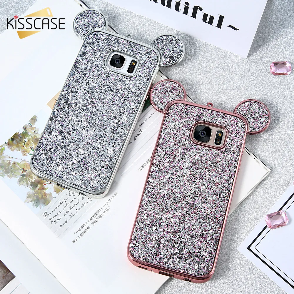 

KISSCASE Mickey Ears Case For Samsung Galaxy S7 Edge S8 Plus S6 3D Glitter Bling Cover For Galaxy S8 Plus S7 Cases Coque Fundas