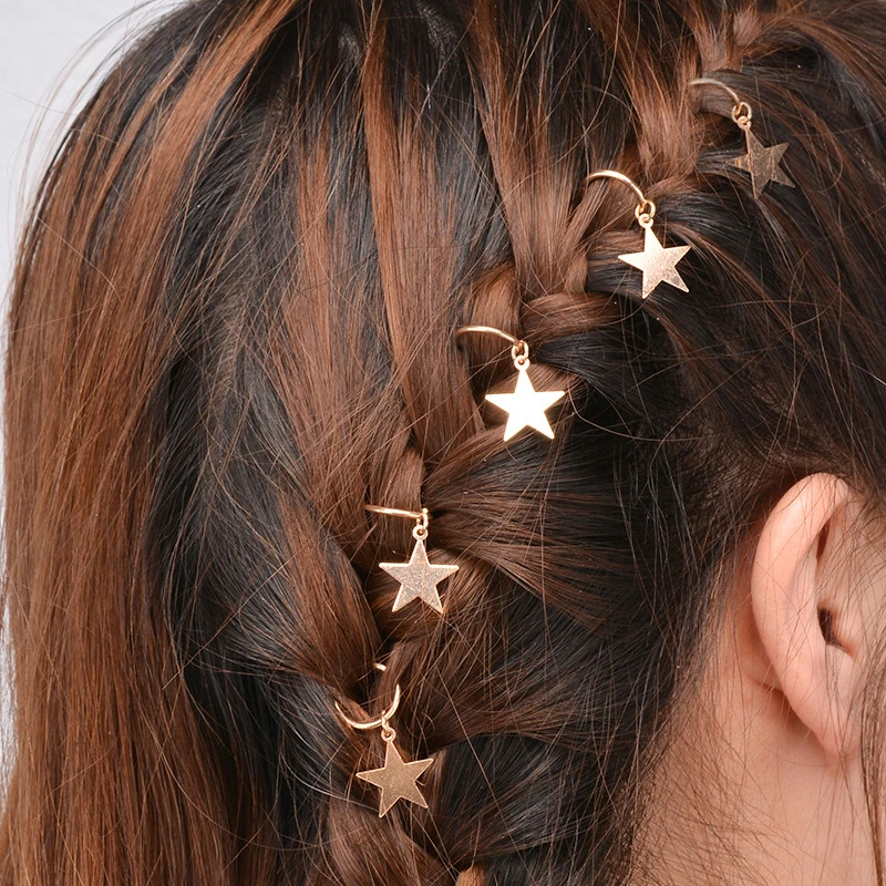 Donarsei 5pcs/pack Simple Sea Shell Hair Clip For Women Sweet Leaves Stars Hand Of Fatima Circle Cross Hair Pins Accessory Gift