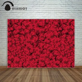 

Allenjoy Natural red roses background romantic Valentine's Day wedding backdrop backdrop for the photo fond studio photo