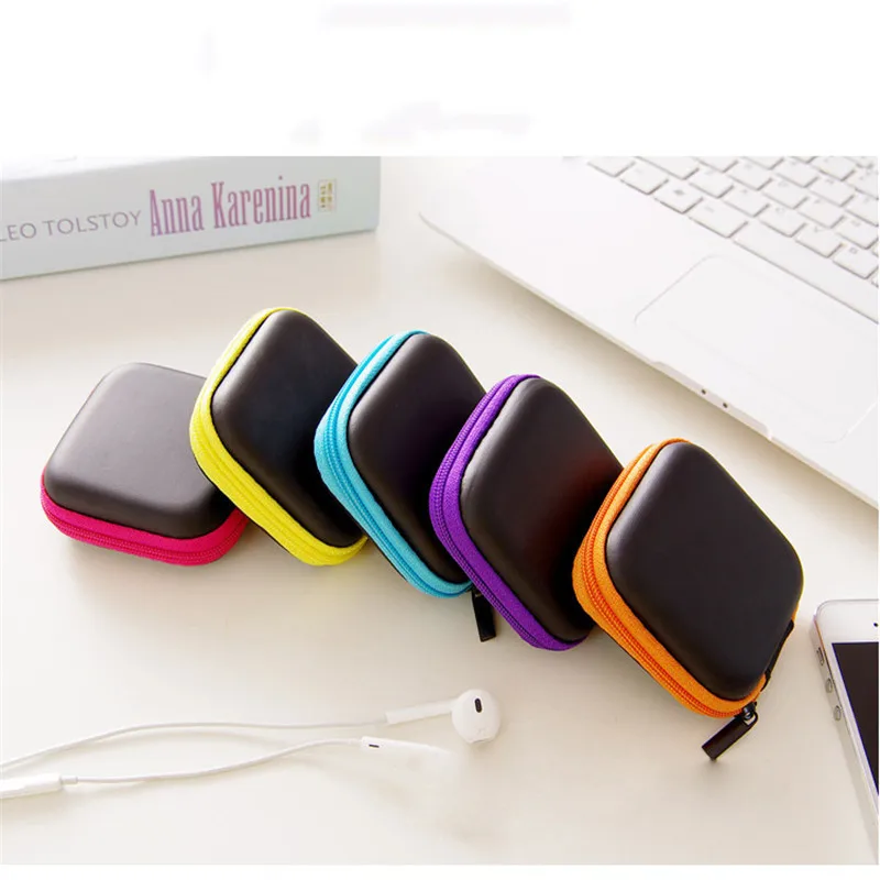 

Zipper Hard Earphone Headset Case PU Leather Earphone Storage Bag Protective USB Cable Organizer Portable Earbuds Pouch box