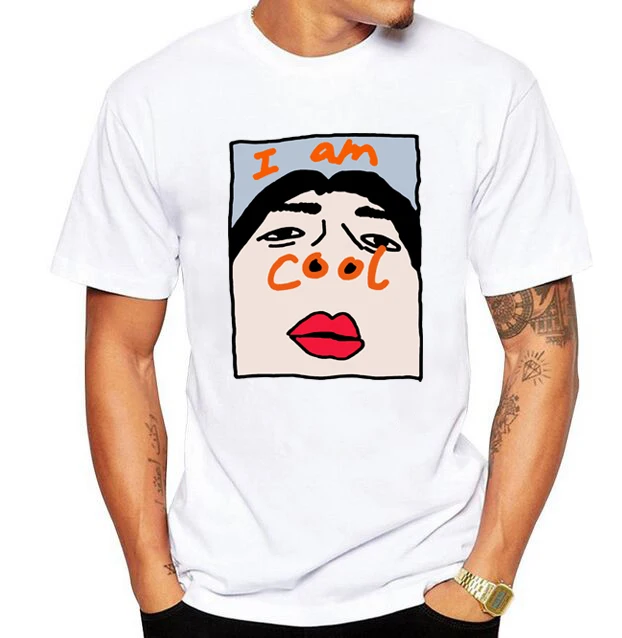 

I Am Cool Funny Tshirt Comfortable Tee Shirt Homme Tops Cotton Ulzzang Men Collar T Shirt Harajuku Korean Men's T-Shirts
