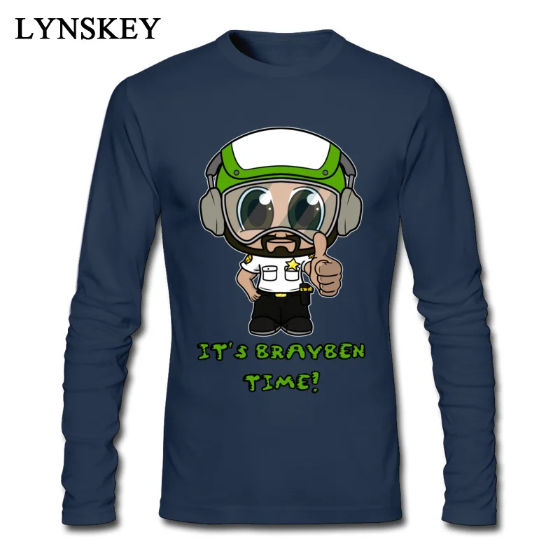 Fashionable Summer Long Sleeve Tops T Shirt Its Brayben Time Summer Fall Crewneck 100% Cotton Mens T-shirts Summer Clothing Shirt Its Brayben Time navy