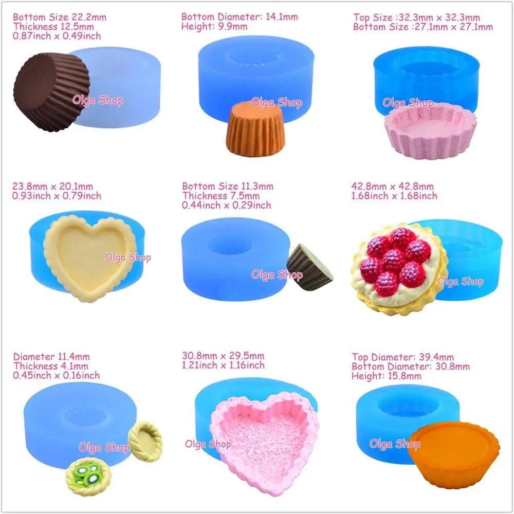 

9PCS Cake Cupcake Tart Bottom Base Silicone Mold FOOD SAFE Fondant Decorating Candy Chocolate Resin Soap Candle Aromatherapy