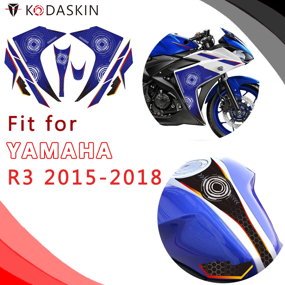 KODASKIN Motorcycle Body sticker Fairing Decal Emblem Accessories for YAMAHA R3 r3 YZF 2015-2018