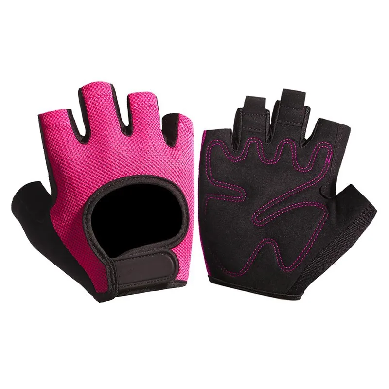 Женские розовые MTB велосипедные перчатки велосипедные перчатки без пальцев перчатки гель Спорт Фитнес-велосипед ударопрочный Бодибилдинг перчатки - Цвет: Розовый