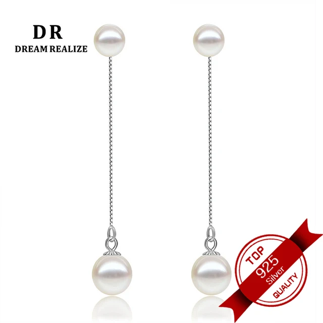 Exquisite Natural Pearl Long Stud Earrings for Women 925 Sterling Silver Women's Exquisite Natural Pearl Long Stud Earrings for Women 925 Sterling Silver Women's