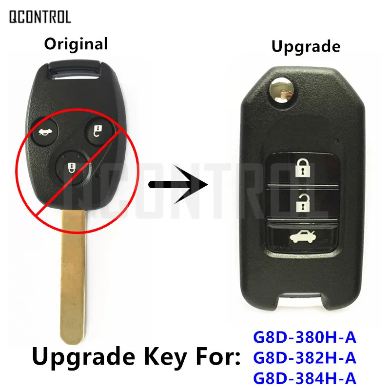 

QCONTROL Upgraded Remote Car Key for Honda for Accord Element CR-V Fit City Odyssey Civic 313.8Mhz/315Mhz/433Mhz without Chip