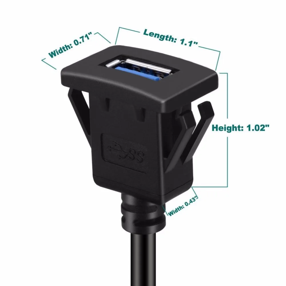 Квадратный Удлинительный кабель с одним портом USB 3 0 для монтажа на панели