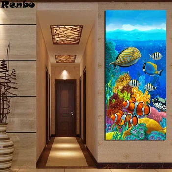 

100% Full Drill square DIY 3D Diamond Painting Underwater world 5d cross Stitch Diamond Embroidery mosaic Pattern Home Decor