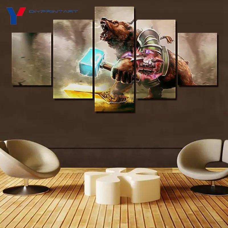  DOTA 2 Lone Druid Bear Warrior 5 Pcs/set Modern Art Picture Game Poster Picture for Living Room A05
