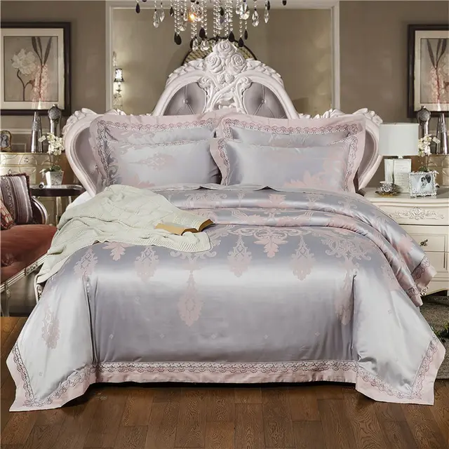 Best Offers IvaRose Silk Cotton Bedlinen Queen King Size Bedding Sets Jacquard duvet cover+flat sheet+pillowcases 4/6pcs Best Offers IvaRose Silk Cotton Bedlinen Queen King Size Bedding Sets Jacquard duvet cover+flat sheet+pillowcases 4/6pcs