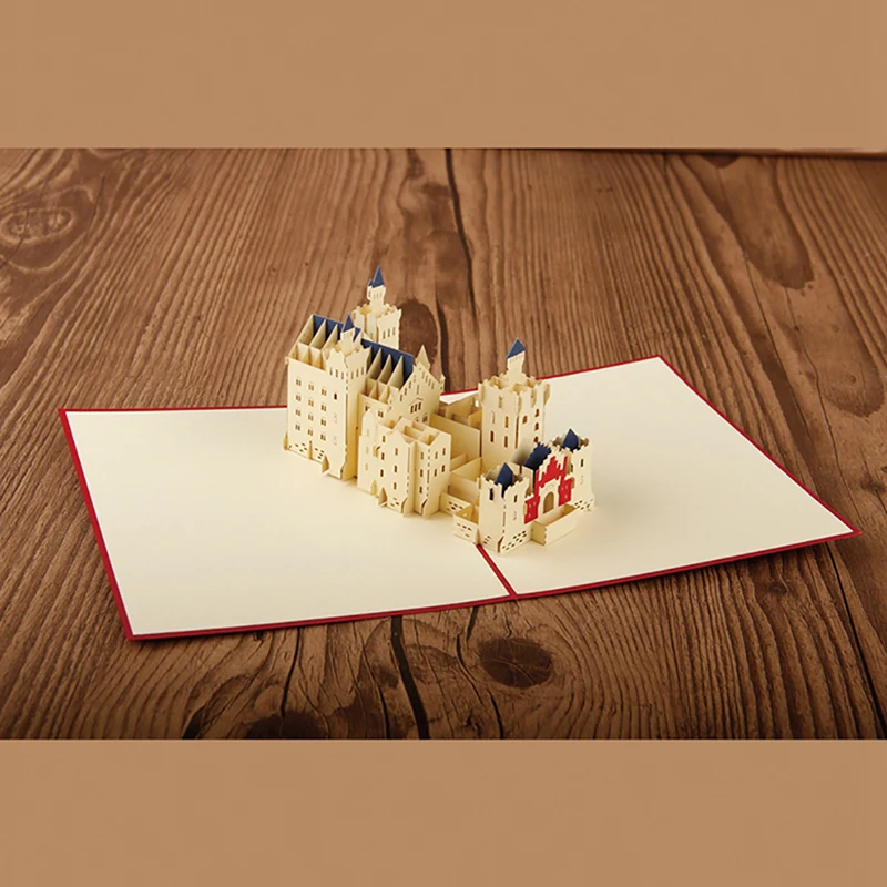 

3D Swan Fort Schloss Neuschwanstein Pop Out Paper Invitation Greeting Cards PostCard Business Party Creative Gifts