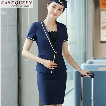 

Flight attendant uniform ladies elegant flight stewardess uniform female business office social dress for special occasion FF435