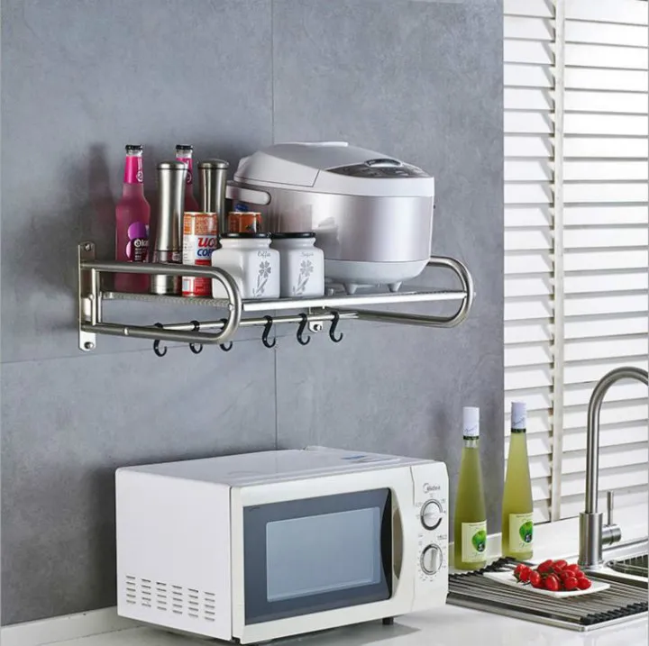 Kitchen Shelf Stainless Steel Microwave Shelf Wall-mounted Oven Shelf Kitchen supplies Storage Rack and Holder