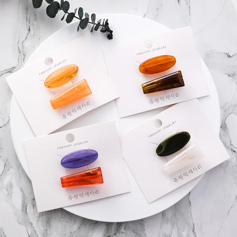 

2Pcs/Set Japanese Acetic Acid Hair Accessories Retro Simple Hit Color Matte BB Clip Side Hair Clips for Girl