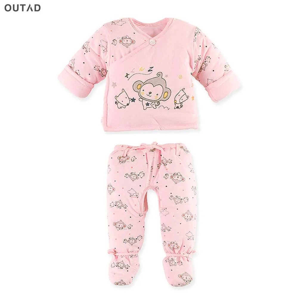 

3pcs Baby Clothing Sets Comfortable Suit Warm Cotton Padded Jacket Coat Pants Trousers Thickening Clothes For 0-3M Newborn Baby