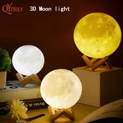 Настольная лампа 3D печать Луна стол свет затемняемый сенсорный 16 цветов Изменение USB светодиодный ночник украшение дома День рождения